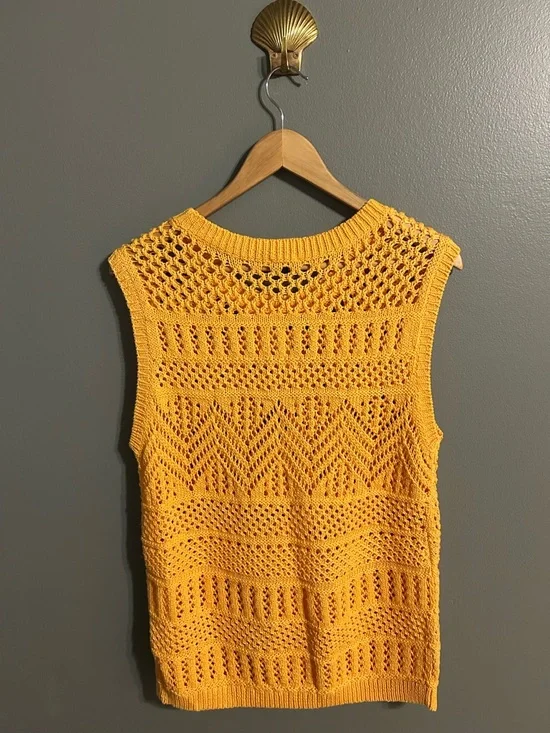 NWT Talbots Goldenrod Pointelle Knit Sweater Vest M - Picture 5 of 6